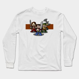 An amazon warrior, a barbarian and a dwarf walk into a game... Long Sleeve T-Shirt